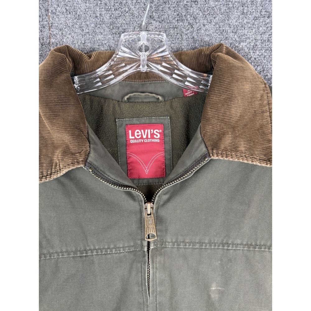Levi's Canvas Utility Jacket Corduroy Collar Lined‎ Men's XL Green Detroit Style - Picture 3 of 14